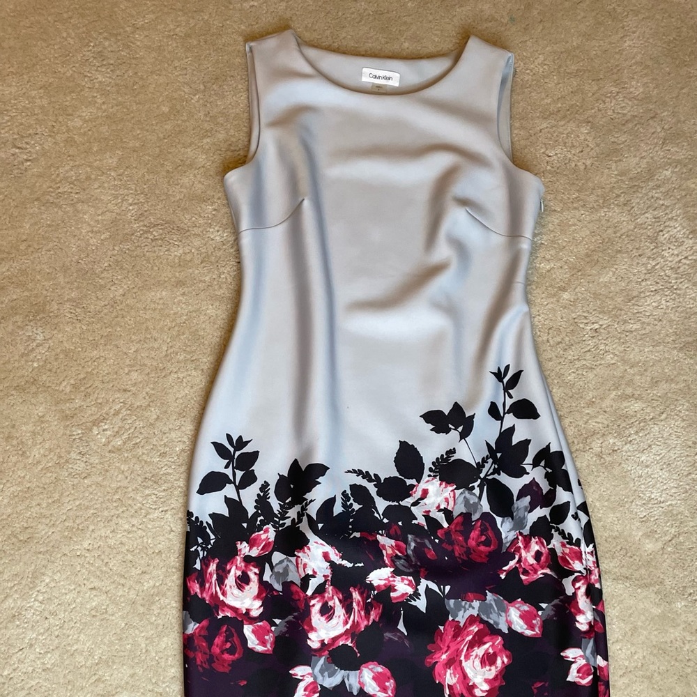 Calvin Klein Dress, Size 6, gray and floral